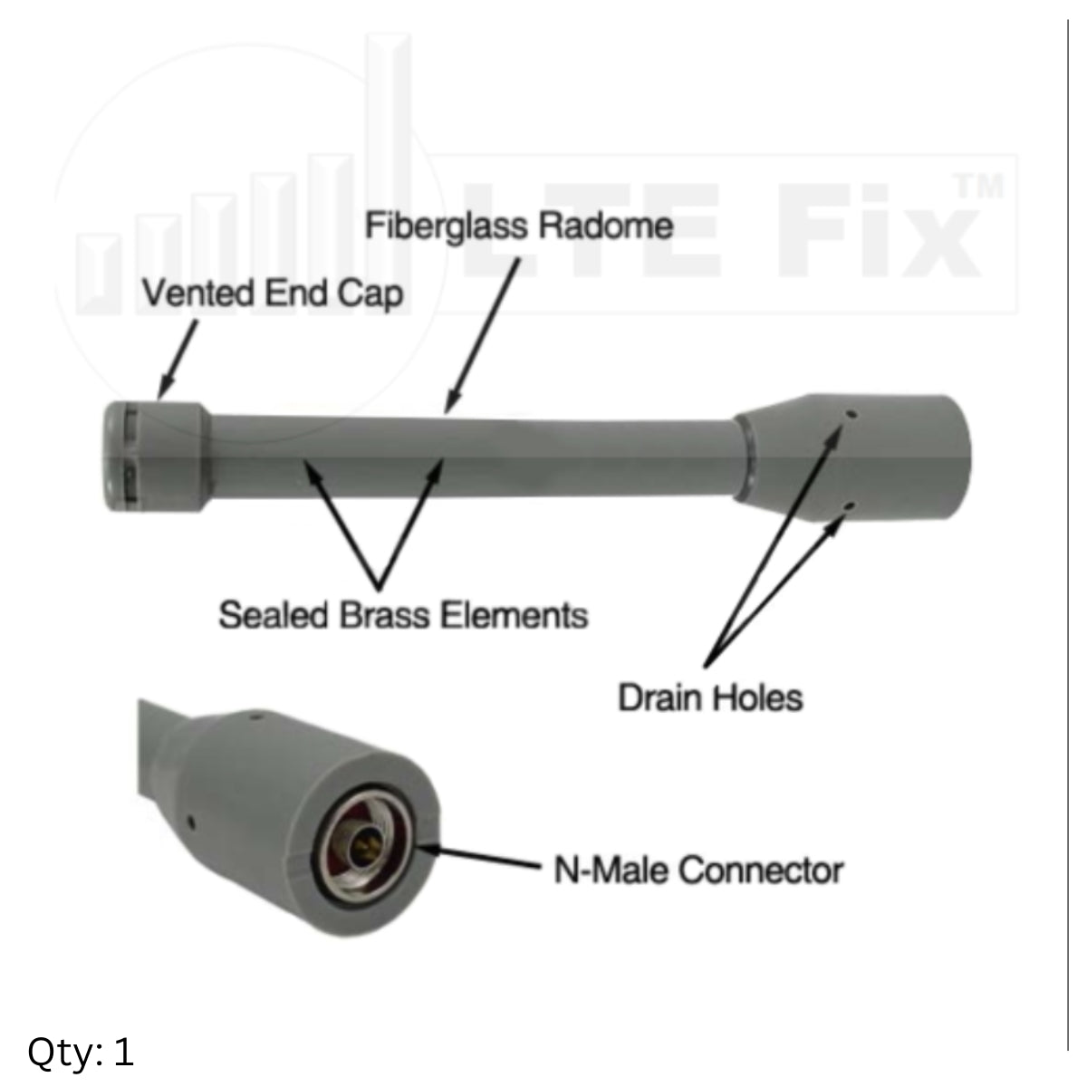 LTE/5G Omni Antenna N Male - 2400-2700MHz Radome 4dBi - LTE/5G & WiFi Support