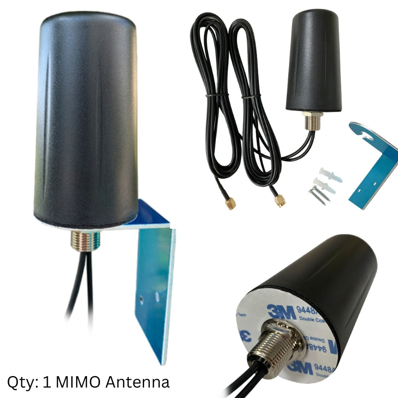 2x2 MIMO Omni Dome Antenna | 3dBi | 4G 5G WiFi | 600-6000MHz | SMA Connectors | 10 foot cables