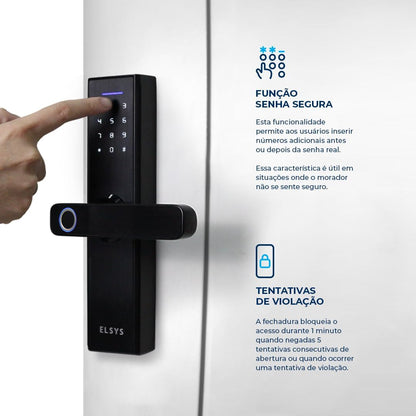 Stylish and Modern Digital Locking Entry Door Handle | Open via Biometrics and/or Numeric Password | Home Access Control