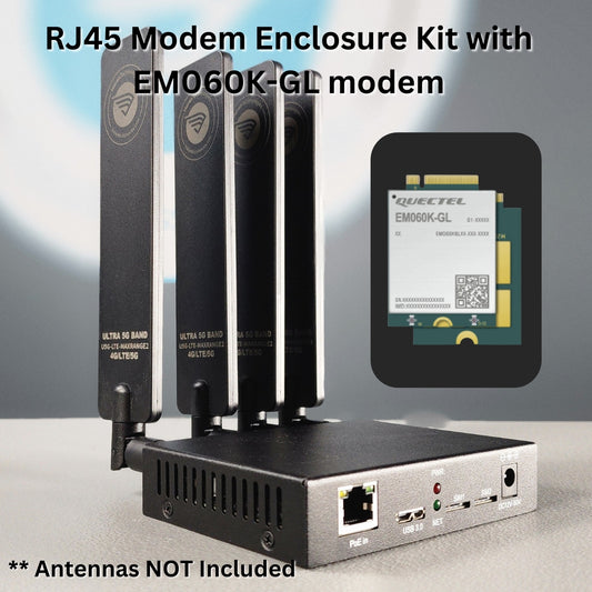 Quectel LTE Cat 6 EM060K-GL & M.2 Key B 4G 5G Modem Adapter Enclosure | 2.5G Ethernet - RJ45 | USB3 | Dual Nano SIM | PoE Power Supported