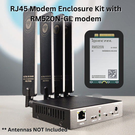 Quectel x62 5G RM520N-GL & M.2 Key B 4G 5G Modem Adapter Enclosure | 2.5G Ethernet - RJ45 | USB3 | Dual Nano SIM | PoE Power Supported