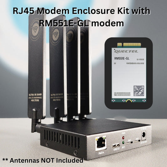 Quectel x75 5G RM551E-GL & M.2 Key B 4G 5G Modem Adapter Enclosure | 2.5G Ethernet - RJ45 | USB3 | Dual Nano SIM | PoE Power Supported