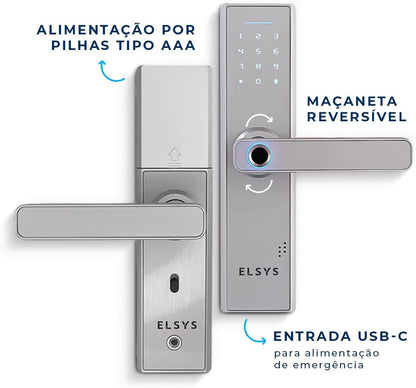 Stylish and Modern Digital Locking Entry Door Handle | Open via Biometrics and/or Numeric Password | Home Access Control