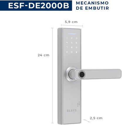 Stylish and Modern Digital Locking Entry Door Handle | Open via Biometrics and/or Numeric Password | Home Access Control